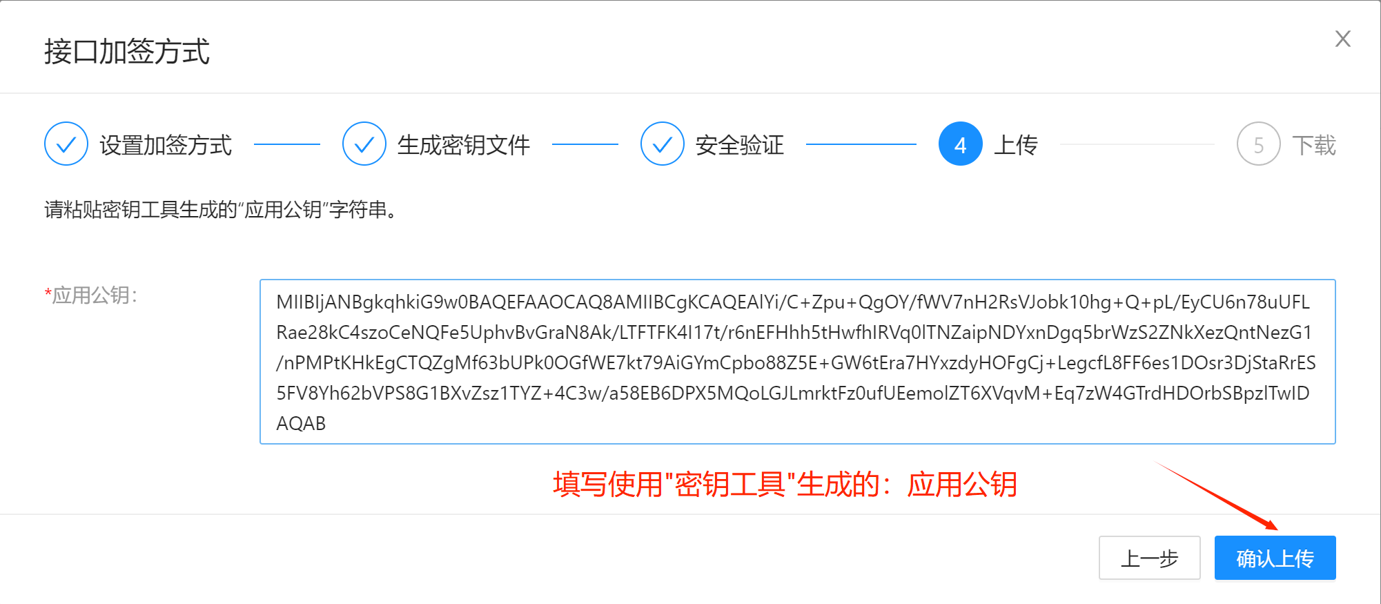 填写应用公钥